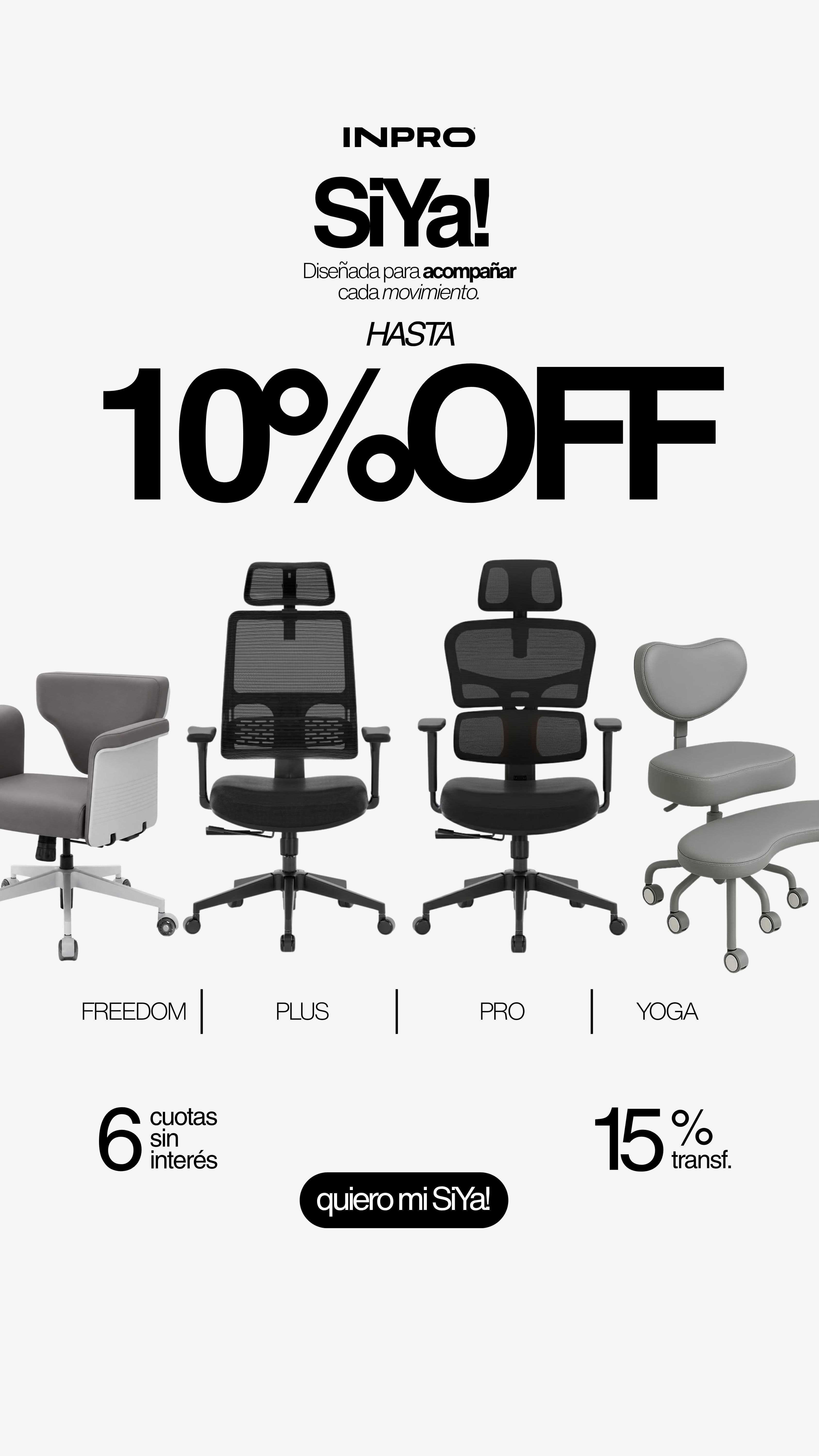 Promocion INPRO SiYa con hasta 10% off, 6 cuotas sin interes y 15% off por transferencia