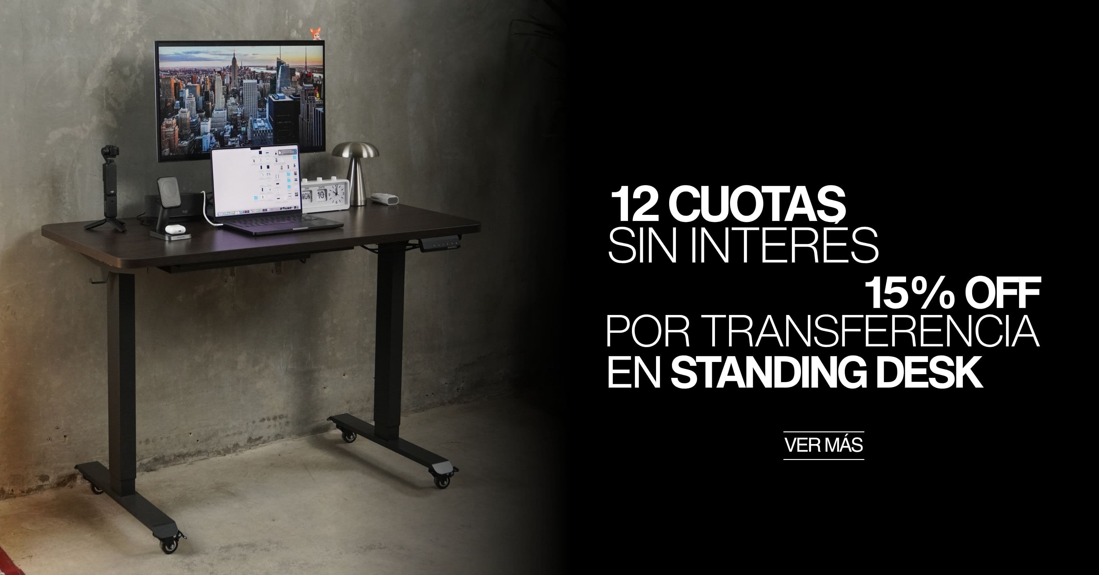 12 cuotas sin interés y 15% OFF por transferencia en standing desks